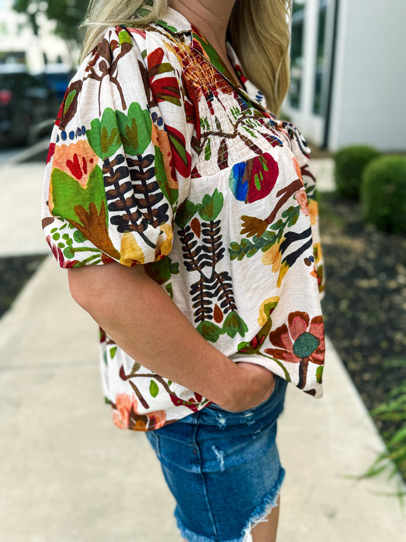 Brown Floral Top