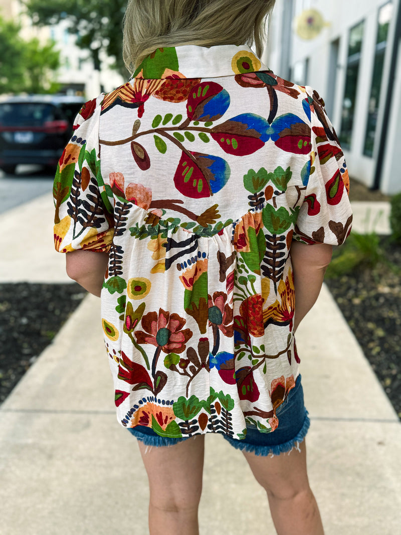 Brown Floral Top