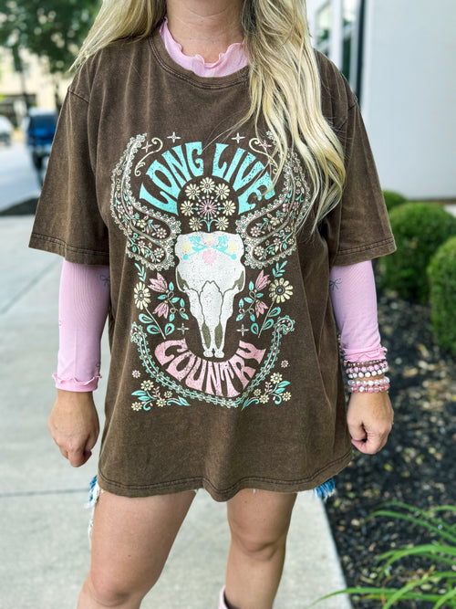 Brown Cowskull Tee