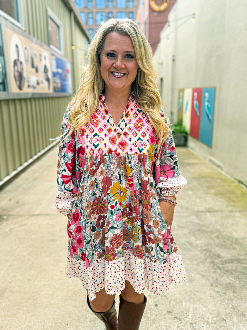 Boho Bubble Sleeve Dress