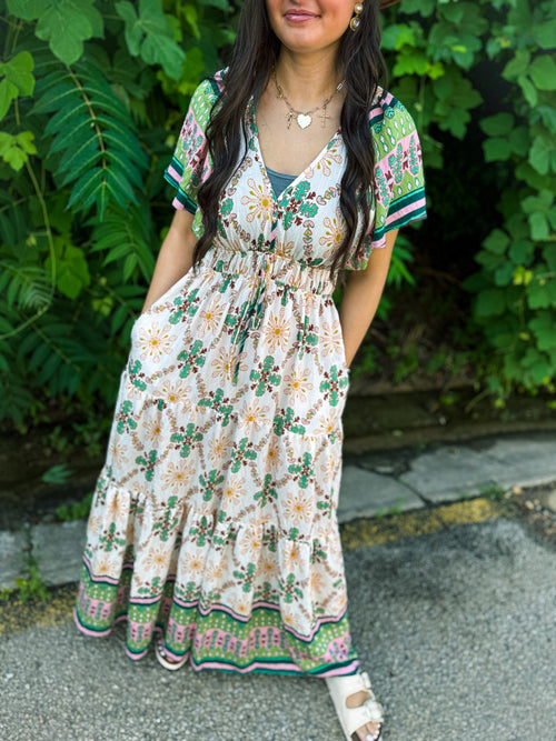Green Floral Maxi Dress