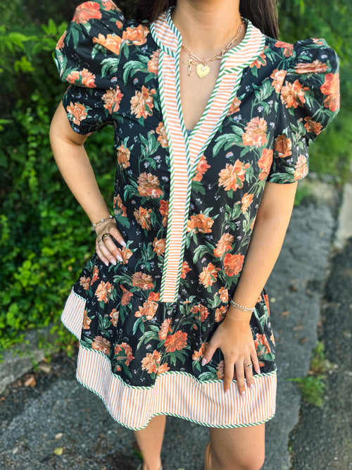 Black Floral Autumn Dress