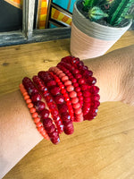 Beaded Bracelet-Red/Coral