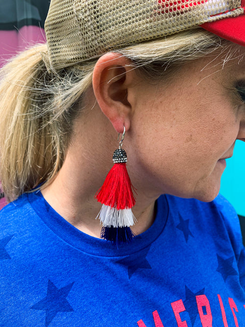 Red, White, & Blue Tassel Earrings
