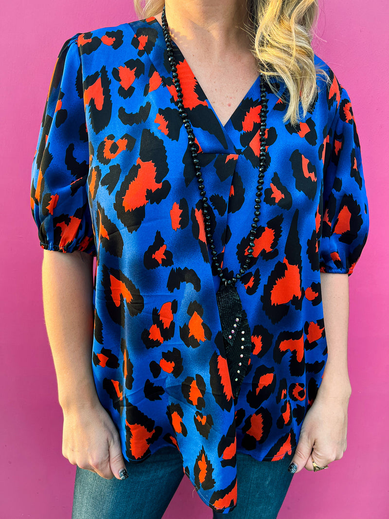 Blue Leopard Top