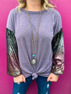 Purple Sequin Sleeve Top