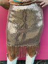 Sequin Mini Skirt-Champagne
