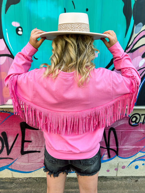 Hot Pink Fringe Sweatshirt