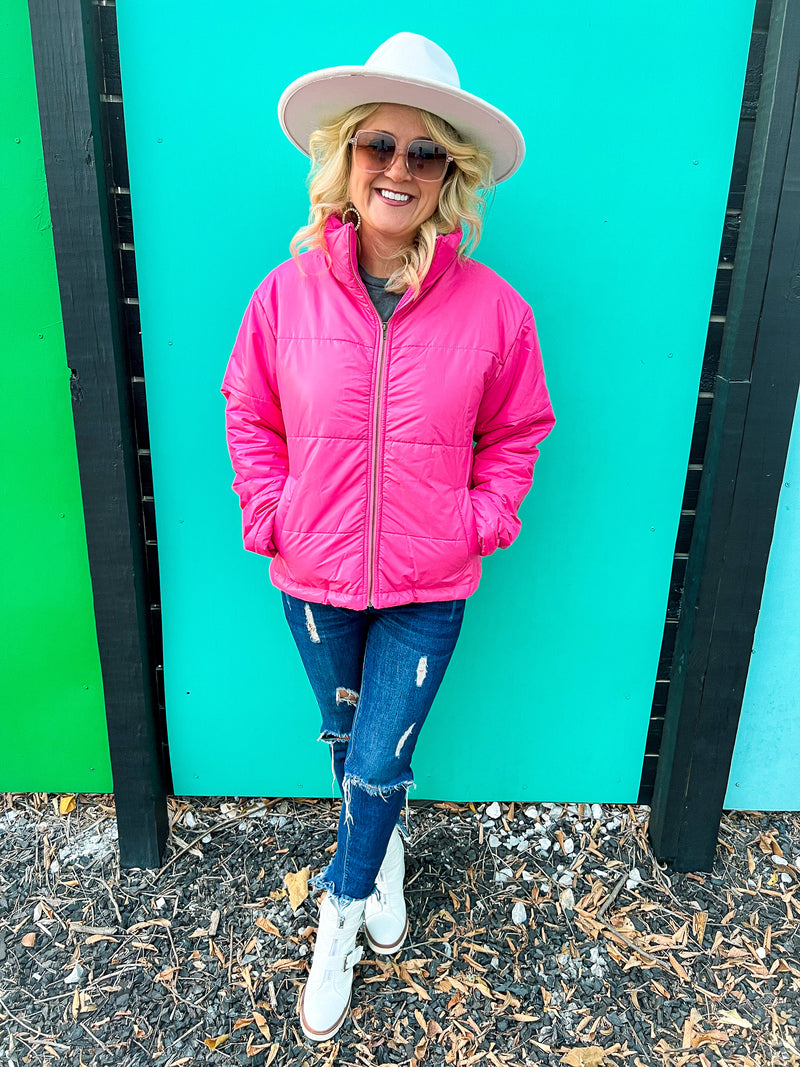 Hot Pink Puffer Jacket