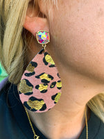 Leopard Cowhide Earrings-Teardrop