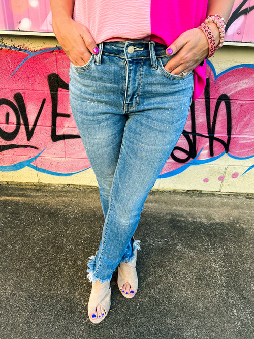 Judy Blue Skinny Jeans with Bleach Splash