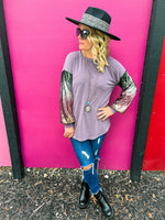 Purple Sequin Sleeve Top