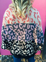 Leopard Print Knit Cardigan-Purple
