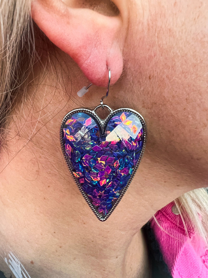 Purple Heart Earrings