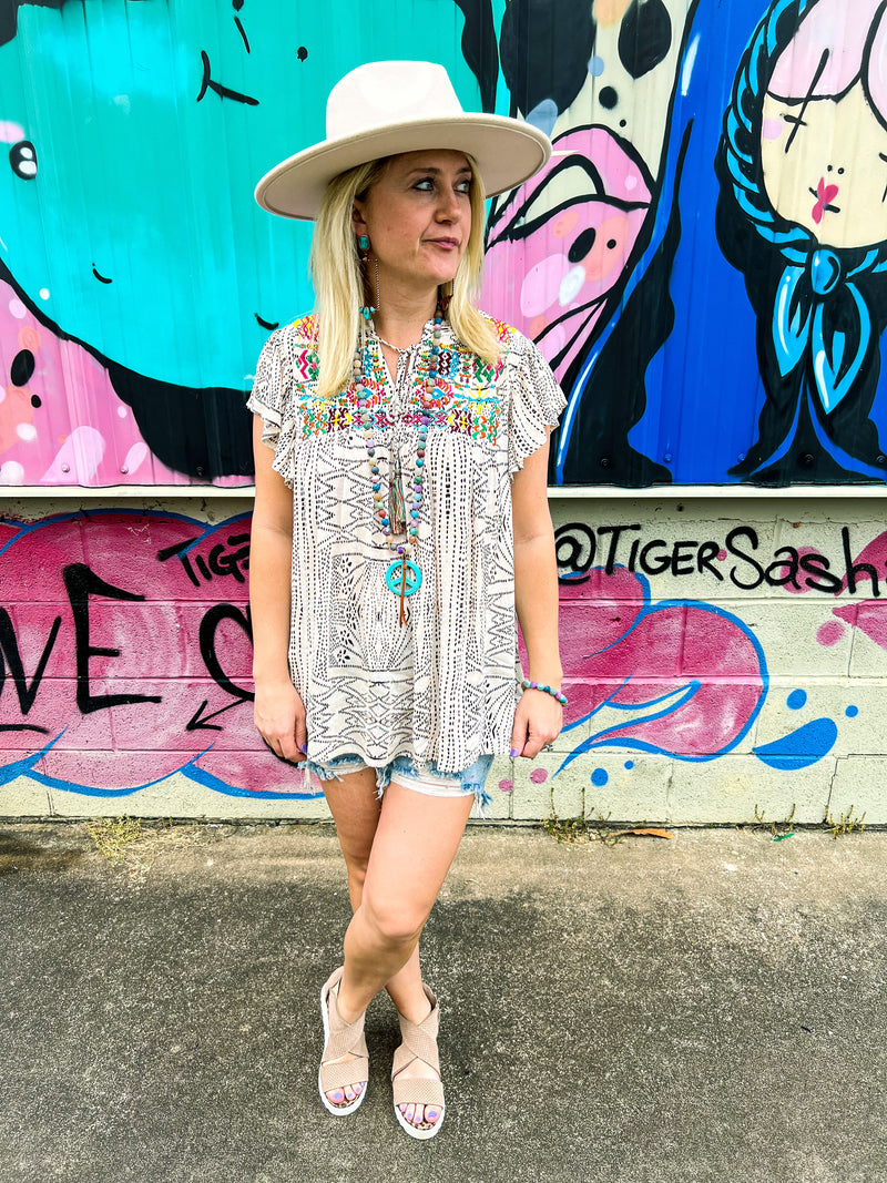 Embroidered Multicolored Top