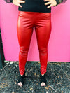 Skinny Leather Leggings-Red
