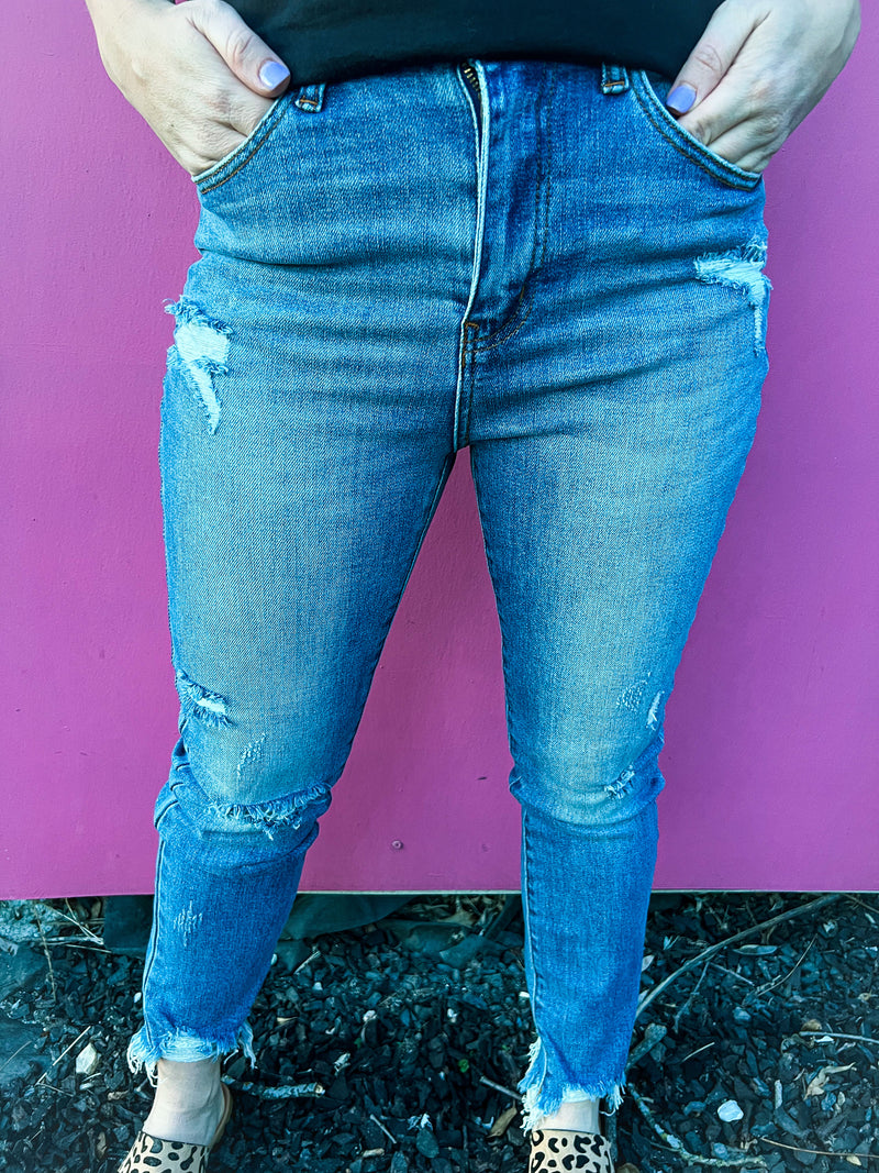 High Risen Distressed Skinny Jean
