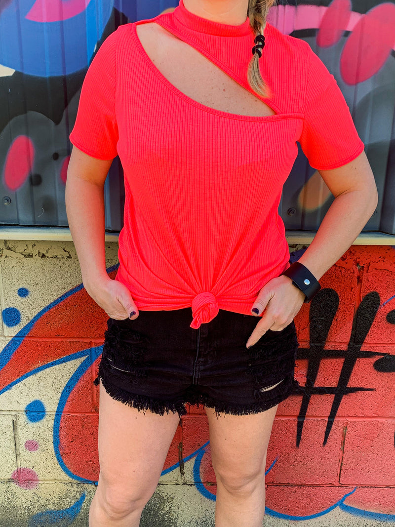 Neon Pink Cut Out Top