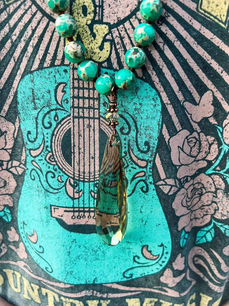 Turquoise Beaded Teardrop Necklace
