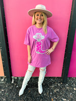 Pink Cowgirl Boot Tshirt Dress