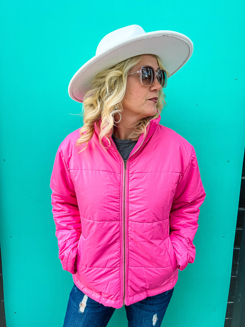 Hot Pink Puffer Jacket