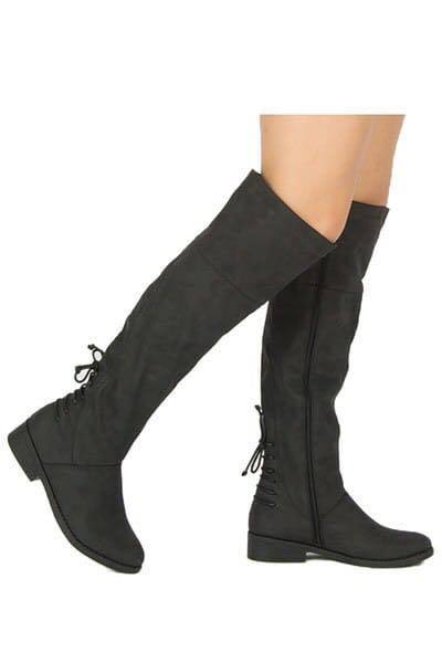 Black Suede Lace-Up Boots - The Pink Buffalo,LLC