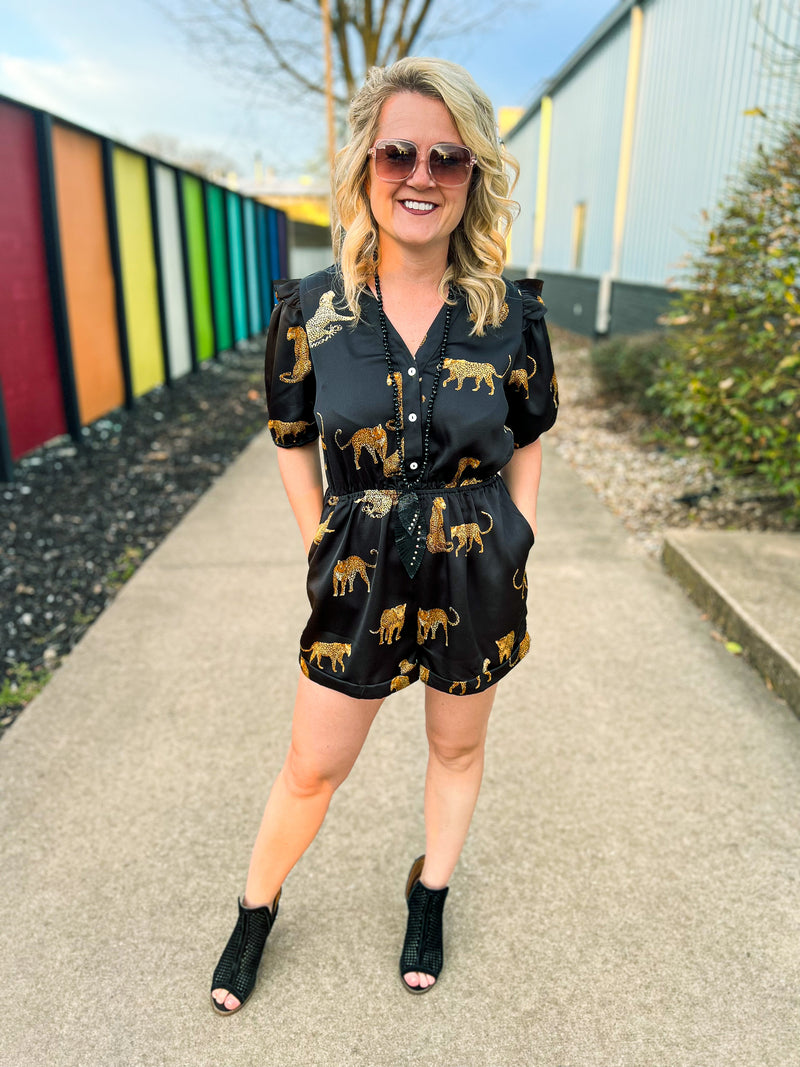 Black Cheetah Romper