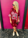 Gameday Sequin Dress-Red