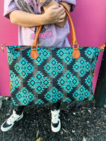 Turquoise Aztec Weekender Bag