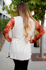 Creme Cardigan with Rust Sleeves