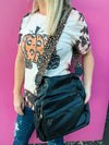Leather Purse with Leopard Strap