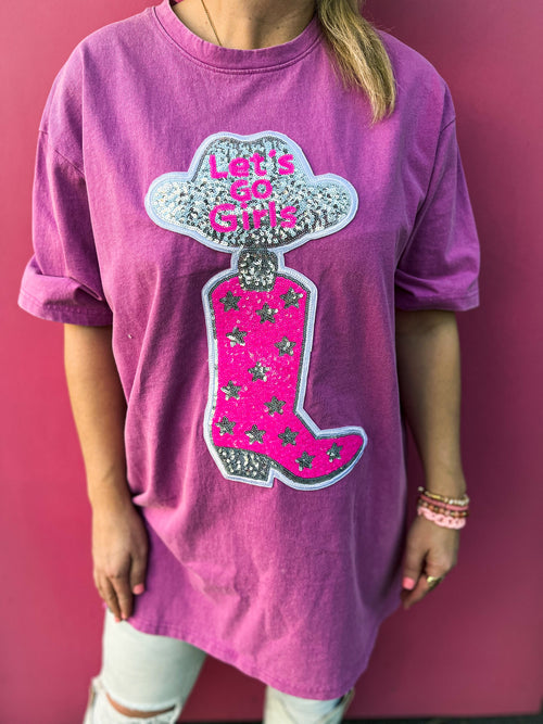 Pink Cowgirl Boot Tshirt Dress