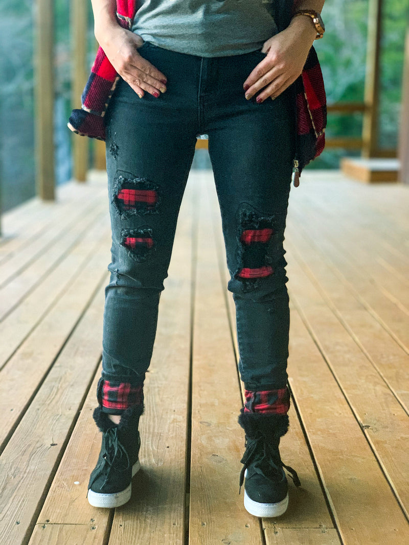 Judy Blue Buffalo Plaid Skinny Jeans