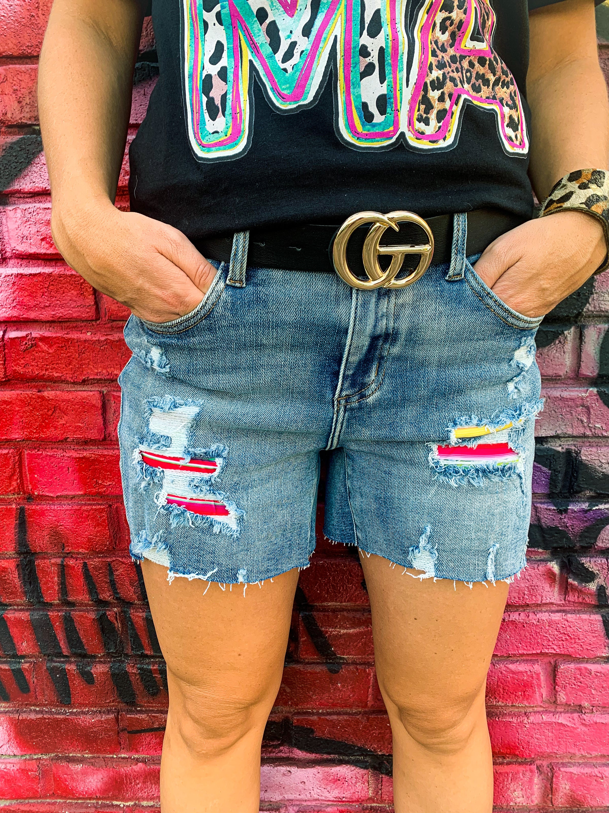 Serape Judy Blue Shorts The Pink Buffalo