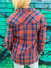 Rust Plaid Distressed Button Up
