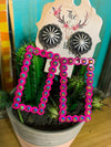 Western Rhinestone Earrings-Pink