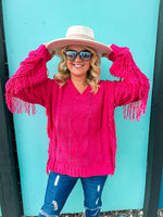 Hot Pink Fringe Sweater