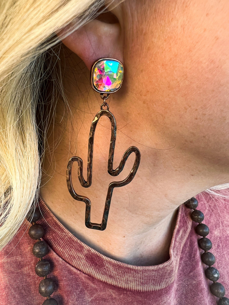 Cactus Rhinestone Earrings