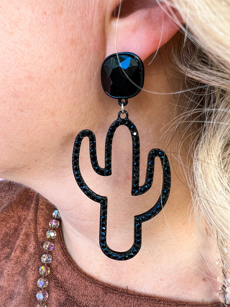Rhinestone Cactus Jewel Earrings