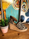 Leopard Wedges with Leather Strap