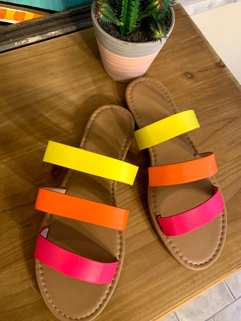Multicolored Neon Sandals