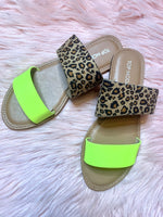 Neon Green Leopard Sandals