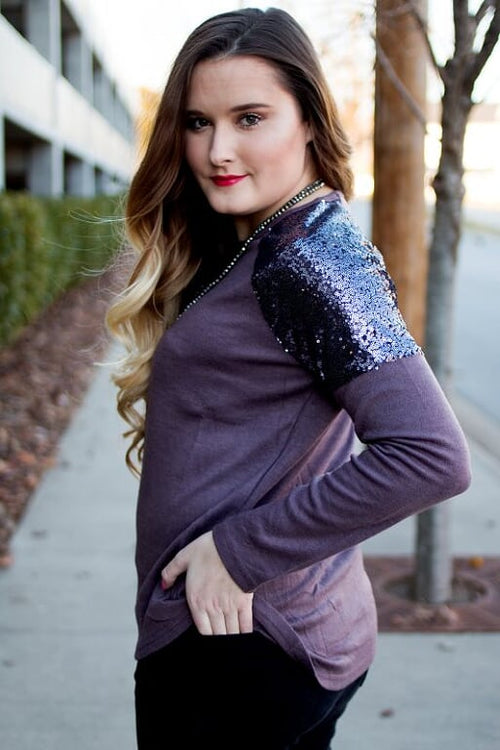 Purple Sequin Sweater