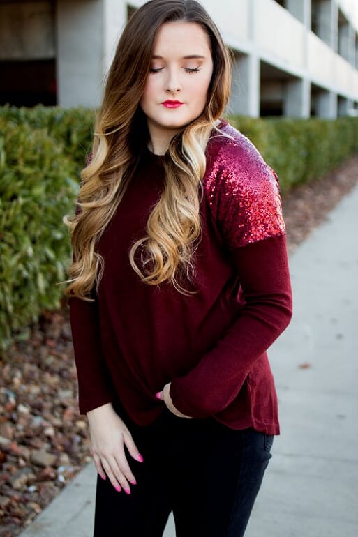 Red Sequin Sweater