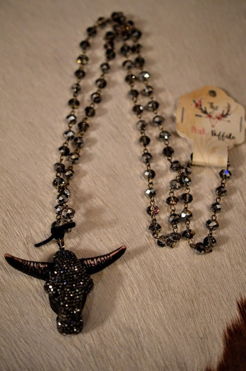 Rhinestone Buffalo Necklace