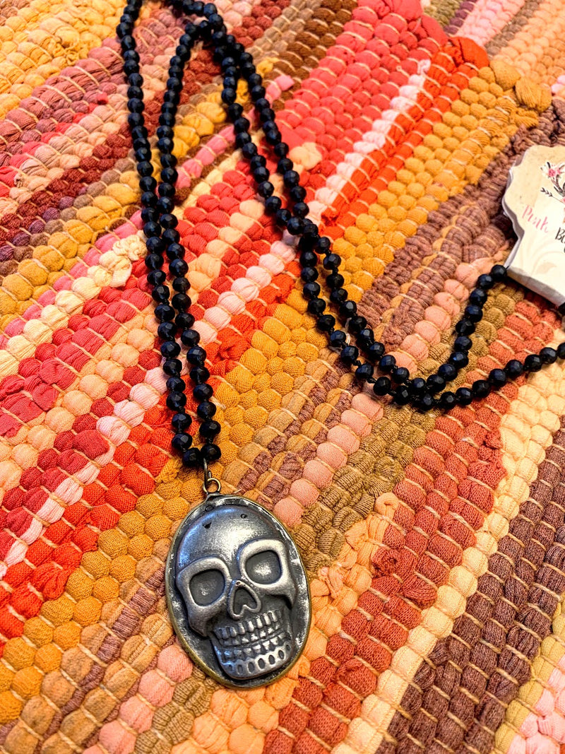Sugar Skull Necklace-Black