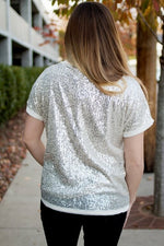 Creme Sequin Top with Tulle
