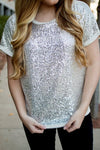 Creme Sequin Top with Tulle