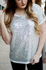 Creme Sequin Top with Tulle