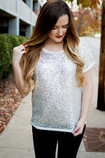 Creme Sequin Top with Tulle